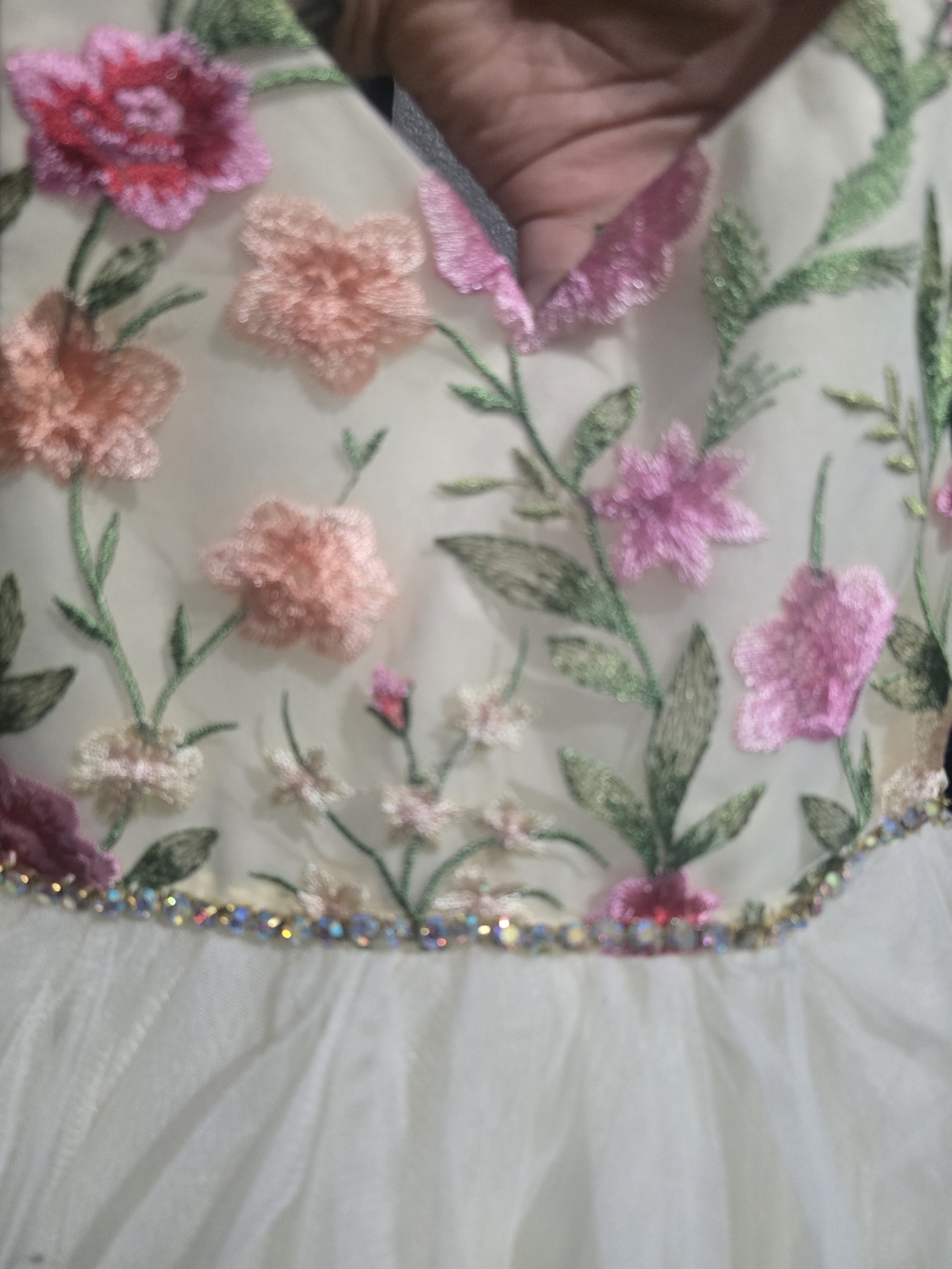 American Princess Floral Embroidered White Tulle Party Dress